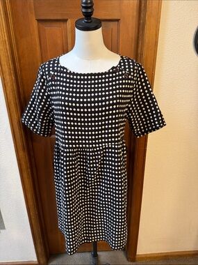 Ace & Jig Black Dress with White Polka Dots - Classic Casual Dress Size L
